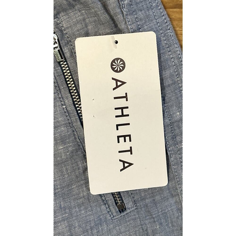 Athleta Women’s Chambray Blue Cabo Linen Mid Rise Wide Leg Pant Size 4 NWT - Picture 7 of 9